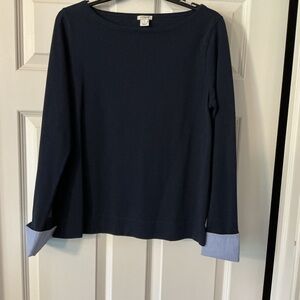 J. Crew Dark Blue Top with Light Blue Accents
